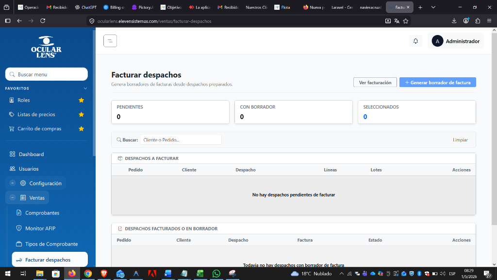 Ocular Lens Facturar Despachos